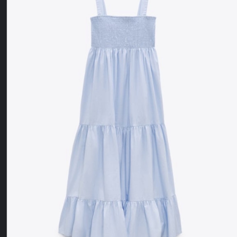 Zara Tiered midi dress in sky blue